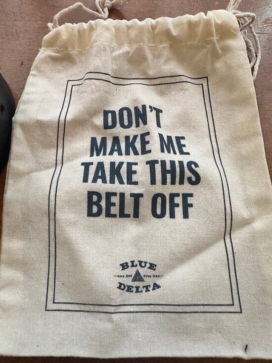 Blue Delta 53" Black Belt with Solid Brass Buckle – Men belt with bag - Picture 2 of 6